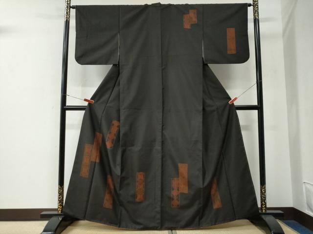 平和屋着物●訪問着　本場染大島紬　短冊吉祥唐草文　正絹　逸品　CABE3132yc