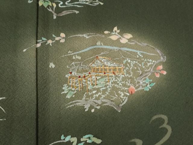 平和屋着物●訪問着　竹屋町刺繍　風景文　蛍暈し　金糸　正絹　逸品　CABE3134yc