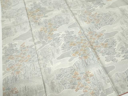 平和屋着物●本場大島紬　白大島　120亀甲　霞樹林文　正絹　逸品　CABE3135yc