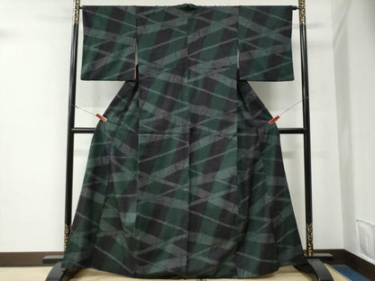 平和屋着物●結城紬　80亀甲　竹並び吉祥文　正絹　逸品　CABE3138yc