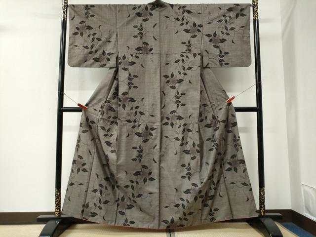 平和屋着物●本場大島紬　9マルキ　花唐草文　やまと誂製　正絹　逸品　CABE3139yc