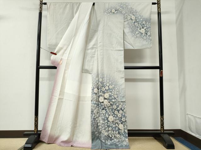 平和屋着物●訪問着　本場大島紬　白大島　作家物　辻が花　絞り　正絹　逸品　CABE3140yc