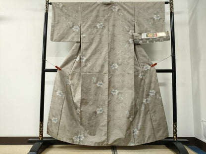 平和屋着物●都喜ヱ門　本場大島紬　草花文　藤絹織物謹製　証紙付き　正絹　逸品　CABE3142yc