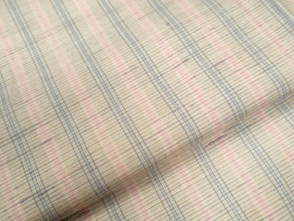 平和屋着物●紅花紬　米沢　新田秀次　紅彩縞　反端付き　正絹　逸品　未使用　CABE3144yc