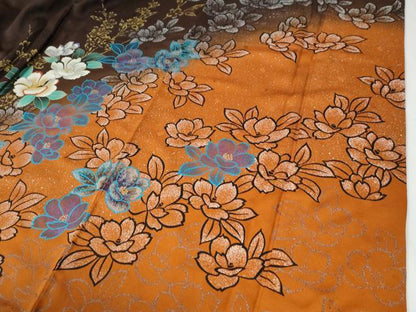 平和屋着物●豪華振袖・長襦袢セット　駒刺繍　草花文　ラメ糸　暈し染め　金彩　正絹　逸品　CABE3145yc