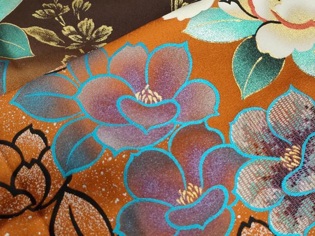 平和屋着物●豪華振袖・長襦袢セット　駒刺繍　草花文　ラメ糸　暈し染め　金彩　正絹　逸品　CABE3145yc