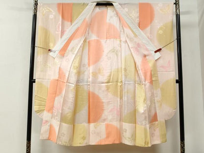平和屋着物●豪華振袖・長襦袢セット　駒刺繍　草花文　ラメ糸　暈し染め　金彩　正絹　逸品　CABE3145yc