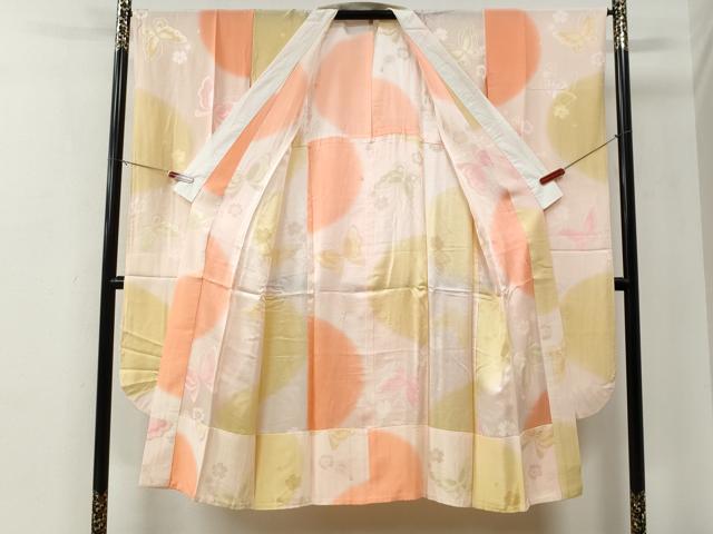 平和屋着物●豪華振袖・長襦袢セット　駒刺繍　草花文　ラメ糸　暈し染め　金彩　正絹　逸品　CABE3145yc