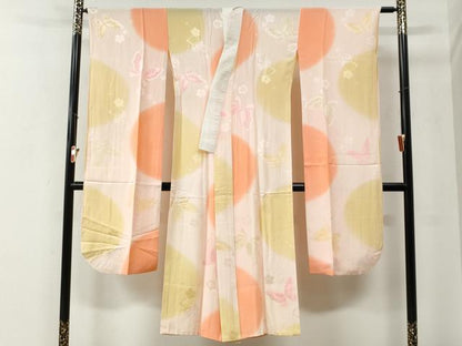 平和屋着物●豪華振袖・長襦袢セット　駒刺繍　草花文　ラメ糸　暈し染め　金彩　正絹　逸品　CABE3145yc