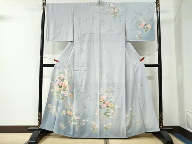 平和屋着物●訪問着　作家物　南天牡丹花文　暈し染め　正絹　逸品　CABE3146yc