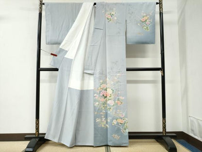 平和屋着物●訪問着　作家物　南天牡丹花文　暈し染め　正絹　逸品　CABE3146yc
