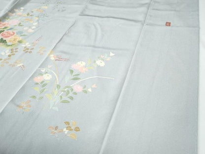平和屋着物●訪問着　作家物　南天牡丹花文　暈し染め　正絹　逸品　CABE3146yc