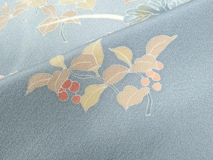 平和屋着物●訪問着　作家物　南天牡丹花文　暈し染め　正絹　逸品　CABE3146yc