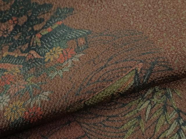 平和屋着物●人間国宝・南部芳松の息子 伝統工芸伝承者彫刻・南部幸雄 型染 小紋 道長舟花文 鬼しぼ縮緬 そごう扱い 正絹 逸品 CABE3147yc
