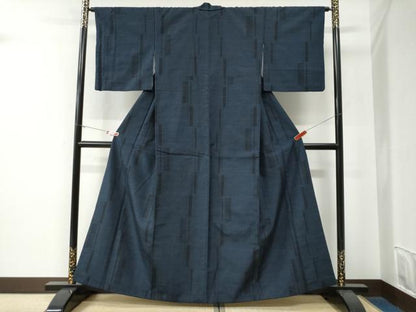 平和屋着物●結城紬　100亀甲　短冊吉祥文　正絹　逸品　CABE3149yc