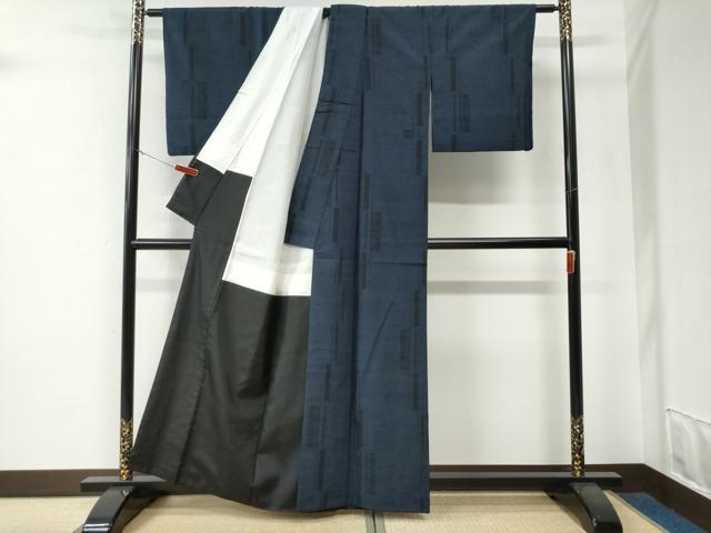 平和屋着物●結城紬　100亀甲　短冊吉祥文　正絹　逸品　CABE3149yc