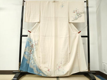 平和屋着物●訪問着　枝花文　暈し染め　金銀彩　正絹　逸品　CABE3150yc