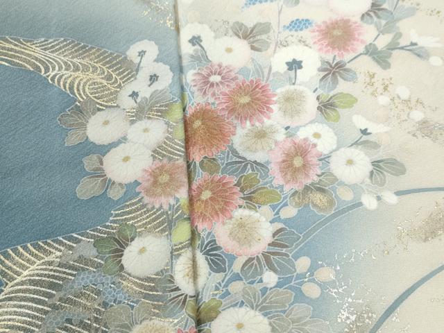 平和屋着物●訪問着　枝花文　暈し染め　金銀彩　正絹　逸品　CABE3150yc