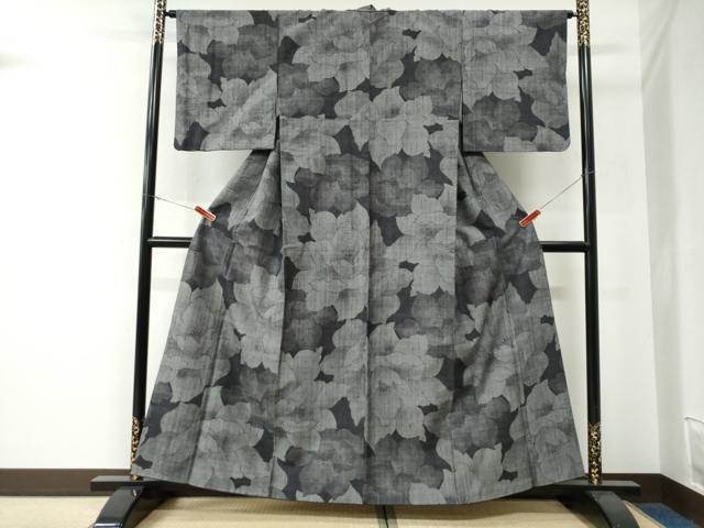平和屋着物●上質な紬　牡丹　正絹　逸品　CABE3151yc
