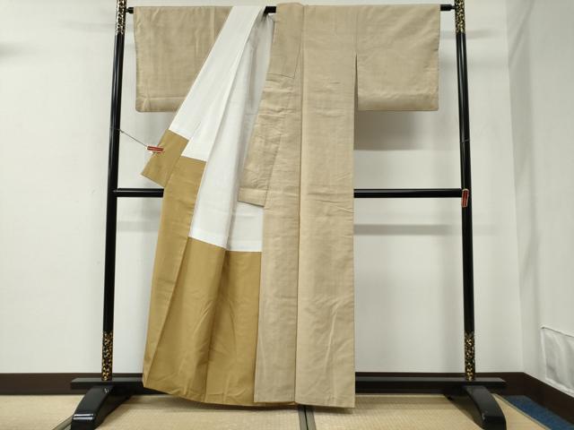 平和屋着物●結城紬　色無地　砥粉色　正絹　逸品　CABE3153yc