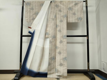 平和屋着物●小千谷紬　立涌吉祥花文　正絹　逸品　CABE3154yc