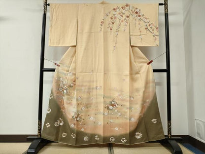 平和屋着物●訪問着　花筏文　暈し染め　金彩　正絹　逸品　未使用　CABE3155yc
