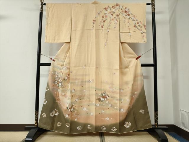 平和屋着物●訪問着　花筏文　暈し染め　金彩　正絹　逸品　未使用　CABE3155yc