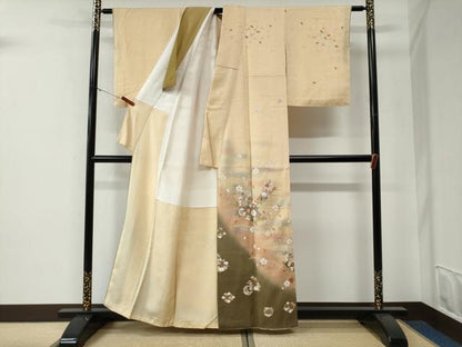 平和屋着物●訪問着　花筏文　暈し染め　金彩　正絹　逸品　未使用　CABE3155yc