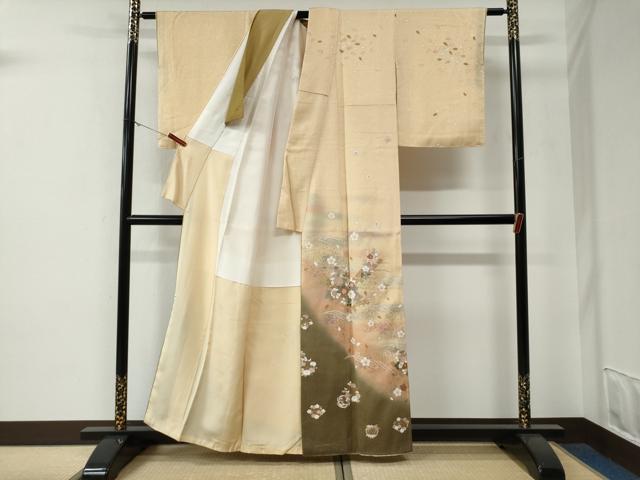平和屋着物●訪問着　花筏文　暈し染め　金彩　正絹　逸品　未使用　CABE3155yc