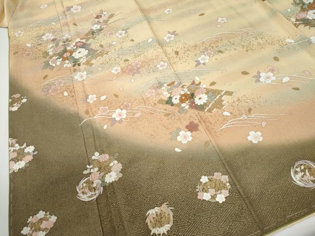 平和屋着物●訪問着　花筏文　暈し染め　金彩　正絹　逸品　未使用　CABE3155yc