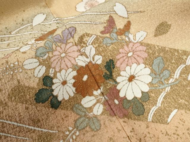 平和屋着物●訪問着　花筏文　暈し染め　金彩　正絹　逸品　未使用　CABE3155yc