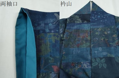 平和屋着物●小千谷紬　横段飛鶴草花文　ますいわ屋扱い　正絹　逸品　CABE3158yc