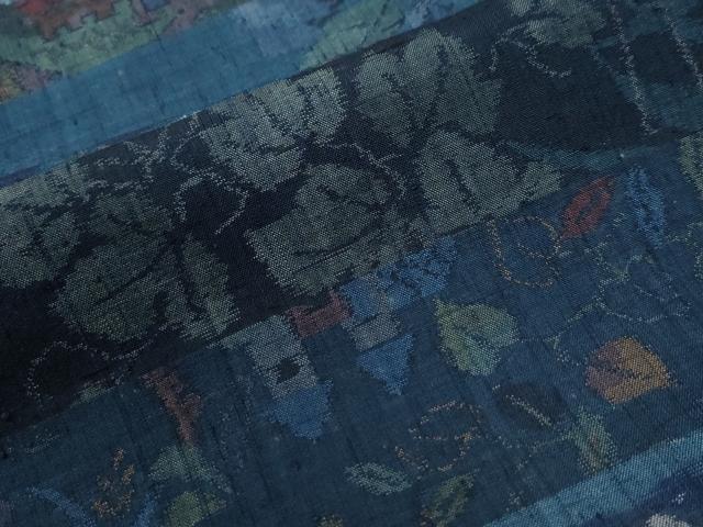平和屋着物●小千谷紬　横段飛鶴草花文　ますいわ屋扱い　正絹　逸品　CABE3158yc