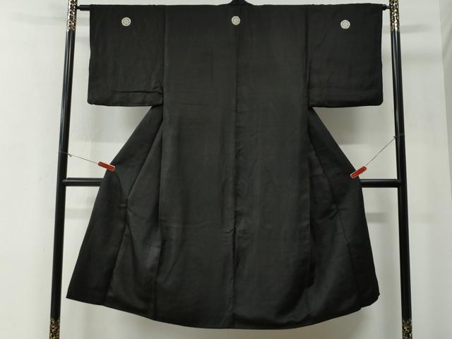 平和屋着物●男性　黒紋付　正絹　逸品　CABE3159yc