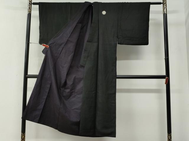 平和屋着物●男性　黒紋付　正絹　逸品　CABE3159yc