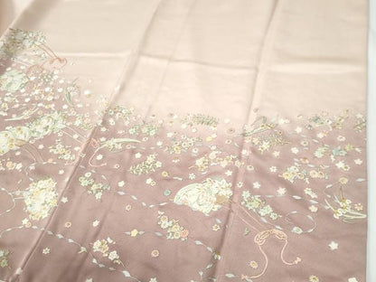平和屋着物●訪問着　総刺繍　花車文　暈し染め　金糸　正絹　逸品　CABE3164yc