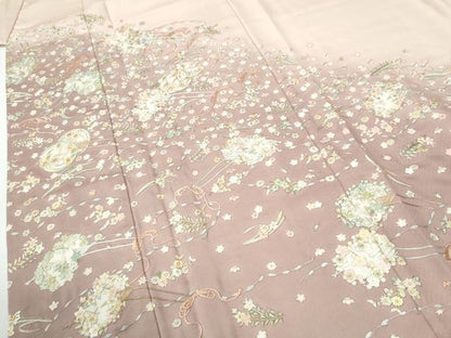 平和屋着物●訪問着　総刺繍　花車文　暈し染め　金糸　正絹　逸品　CABE3164yc