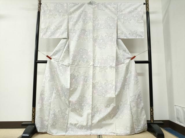 平和屋着物●本場大島紬　白大島　カトレア　正絹　逸品　未使用　CABE3165yc