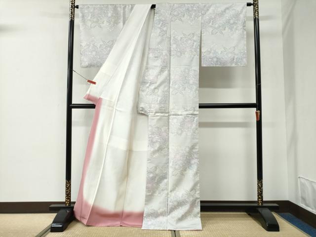 平和屋着物●本場大島紬　白大島　カトレア　正絹　逸品　未使用　CABE3165yc