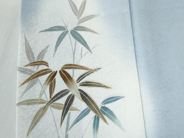 平和屋着物●世界的友禅作家　千地泰弘　訪問着　笹竹文　暈し染め　金彩　正絹　逸品　CABE3166yc