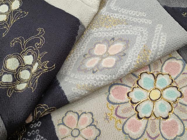 平和屋着物●上質な小紋　胴抜き仕立て　駒刺繍　絞り　吉祥花唐草文　金彩　鬼しぼ縮緬　正絹　逸品　CABE3167yc