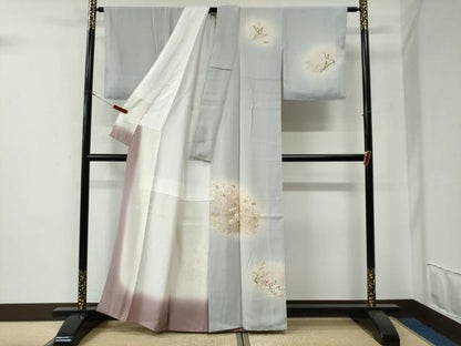 平和屋着物●訪問着　竜田川草花文　蛍暈し　金彩　正絹　逸品　未使用　CABE3168yc