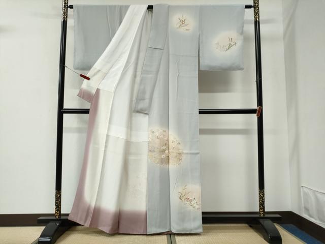 平和屋着物●訪問着　竜田川草花文　蛍暈し　金彩　正絹　逸品　未使用　CABE3168yc
