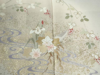 平和屋着物●訪問着　竜田川草花文　蛍暈し　金彩　正絹　逸品　未使用　CABE3168yc
