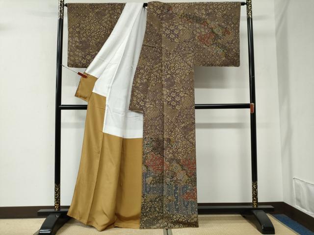 平和屋着物●二代目更甚　江戸更紗　訪問着　動物更紗花唐草文　鬼しぼ縮緬　正絹　逸品　CABE3174yc