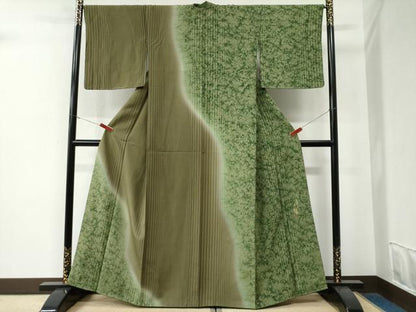 平和屋着物●訪問着　作家物　自然の恵　土の精　縞　霞吉祥文　暈し染め　正絹　逸品　CABE3175yc