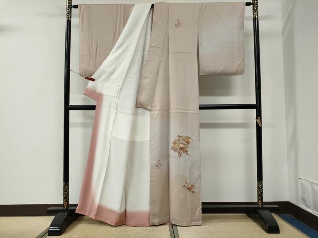 平和屋着物●中国三大刺繍　スワトウ刺繍　総刺繍　訪問着　駒刺繍　地紙草花文　暈し染め　金彩　正絹　逸品　CABE3180yc
