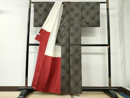 平和屋着物●本場大島紬　龍郷絣　正絹　逸品　CABE3182yc