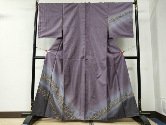 平和屋着物●訪問着　総刺繍　更紗花唐草文　暈し染め　金通し地　正絹　逸品　未使用　CABE3183yc