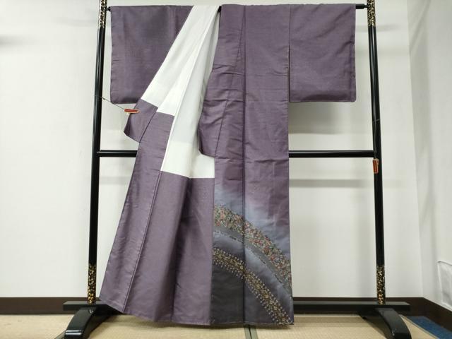 平和屋着物●訪問着　総刺繍　更紗花唐草文　暈し染め　金通し地　正絹　逸品　未使用　CABE3183yc